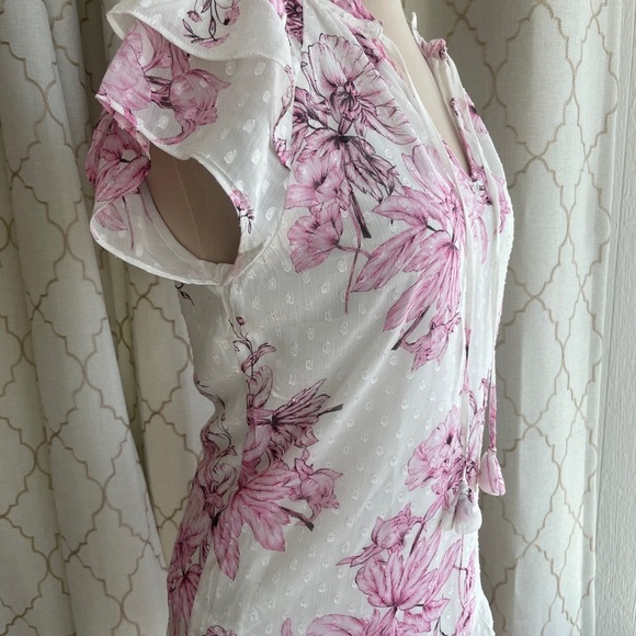 NWOT Floral Pink and White Women's Top, Size XS - Picture 3 of 7